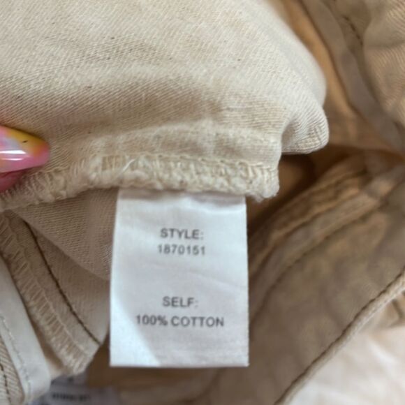 Anthropologie Current Air Ivory Tan Patch Pocket Belted Shorts Belted Sz 6 - Picture 5 of 10